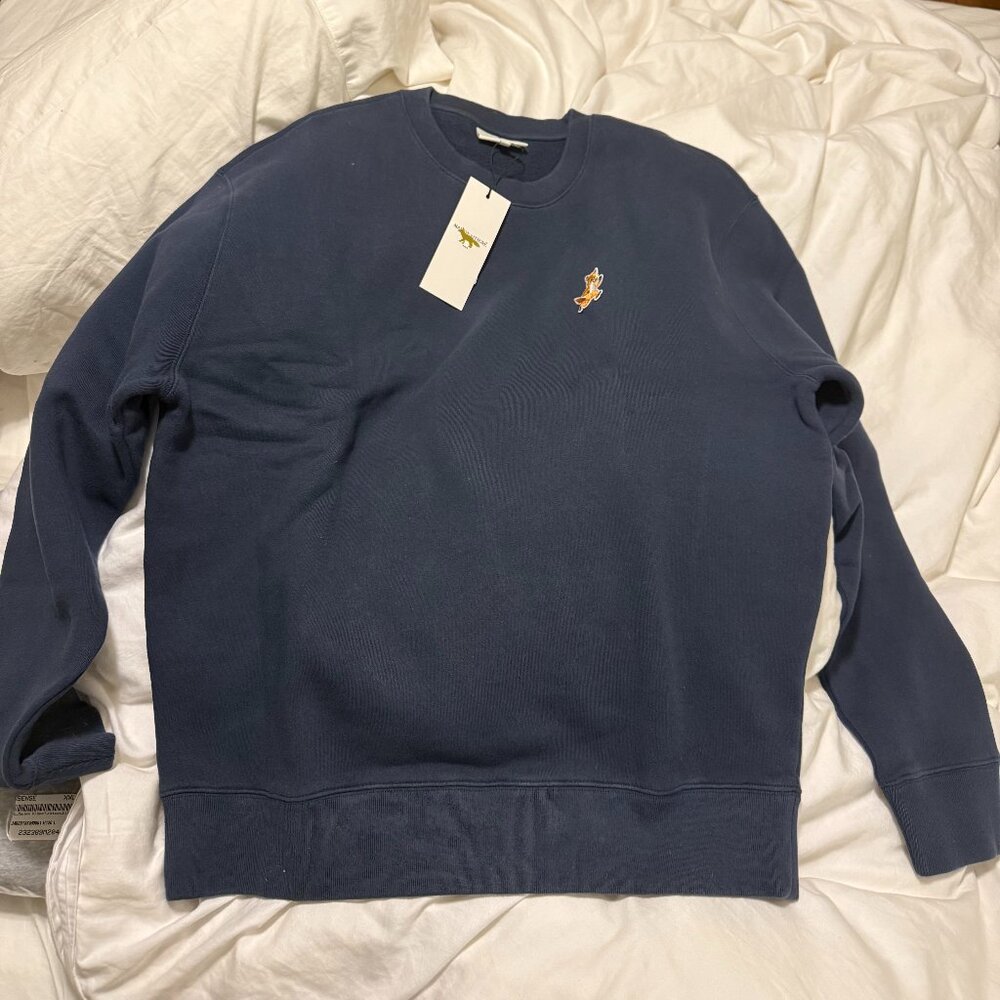 MAISON KITSUNE NWT NAVY FOX SPEEDY SWEATSHIRT XL
